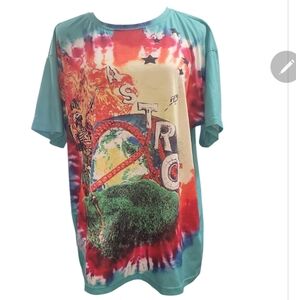 2018 Travis Scott Astro World Tie Dye Shirt Size M Festival Rap turquoise red
